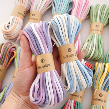 Sfoară din bumbac 4 mm, cord cu miez înfășurat pentru proiecte DIY, șnur țesut manual cu nuanțe gradient