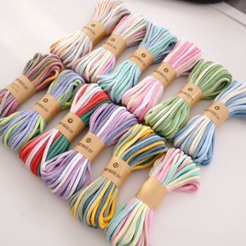 Sfoară din bumbac 4 mm, cord cu miez înfășurat pentru proiecte DIY, șnur țesut manual cu nuanțe gradient