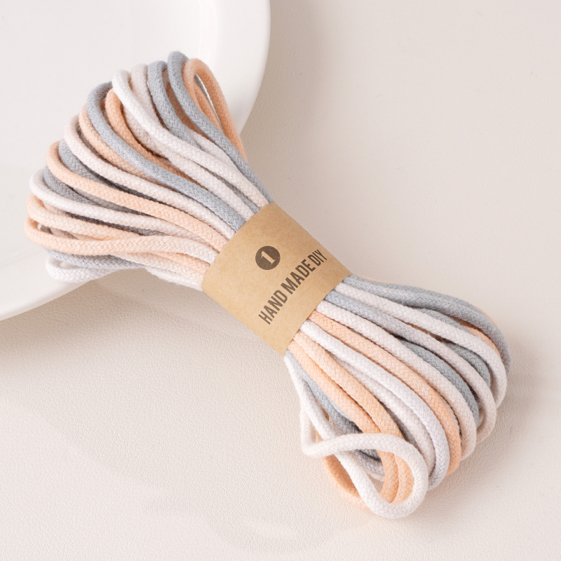 Sfoară din bumbac 4 mm, cord cu miez înfășurat pentru proiecte DIY, șnur țesut manual cu nuanțe gradient