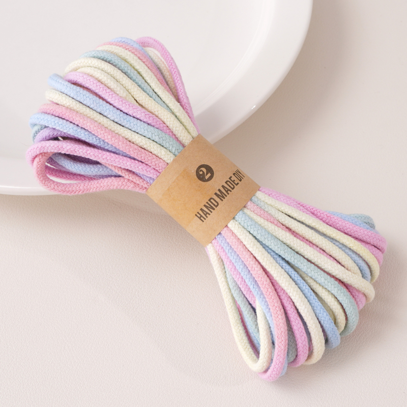 Sfoară din bumbac 4 mm, cord cu miez înfășurat pentru proiecte DIY, șnur țesut manual cu nuanțe gradient