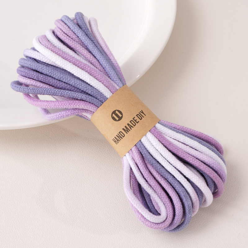 Sfoară din bumbac 4 mm, cord cu miez înfășurat pentru proiecte DIY, șnur țesut manual cu nuanțe gradient