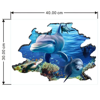 3D Ocean World naljepnica za zid s dupinom, samoljepljiva, vodootporna, dekor dnevnog boravka, spavaće sobe i kupaonice, PVC