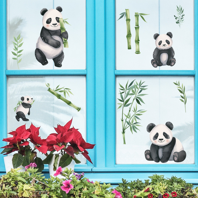 Set zidnih naljepnica Panda i bambus u akvarelnom stilu