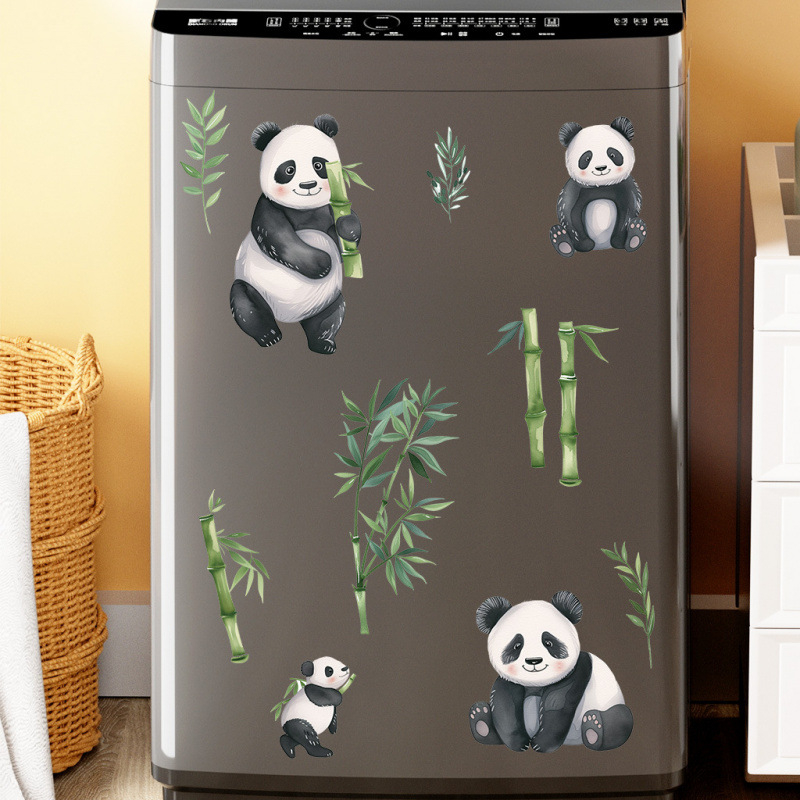 Set zidnih naljepnica Panda i bambus u akvarelnom stilu