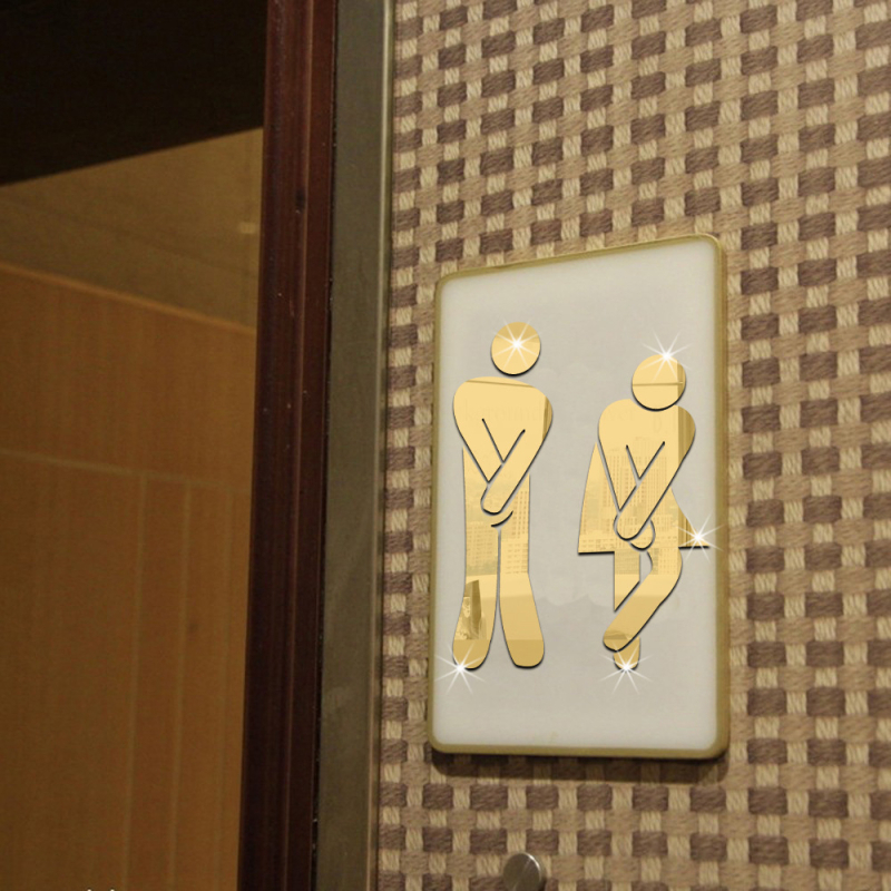 Akrilno ogledalo naljepnica za zid za zahod – dekoracija kupaonice, mala veličina, jednobojne boje: crna, zlatna, srebrna, crvena – WC37162