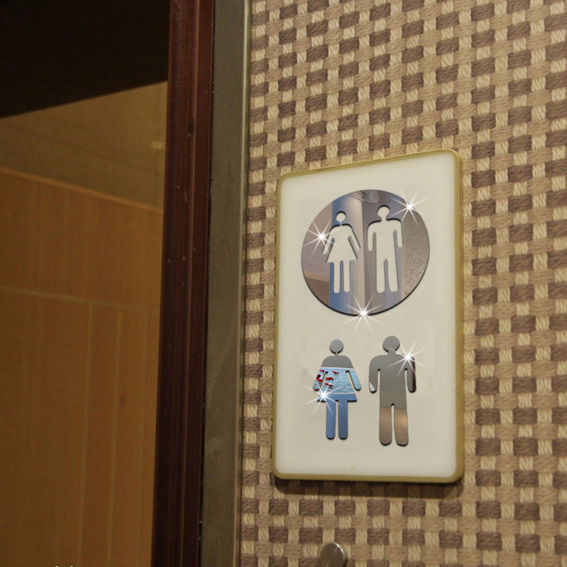 Akrilno ogledalo naljepnica za zid za zahod – dekoracija kupaonice, mala veličina, jednobojne boje: crna, zlatna, srebrna, crvena – WC37162