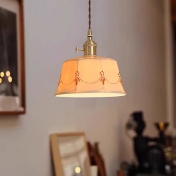 Keramična zidna lampa u Zen-stilu za spavaću sobu i hodnik, s povlačnim prekidačem, LED rasvjeta