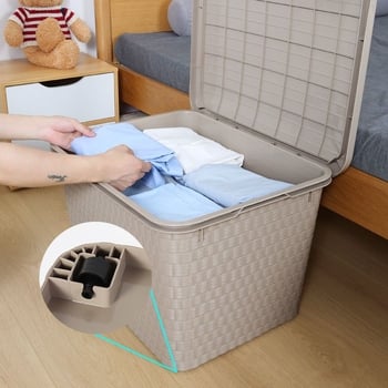 Plastična kutija za skladištenje velikog kapaciteta s poklopcem, za kućnu upotrebu, za igračke i odjeću, ispod kreveta