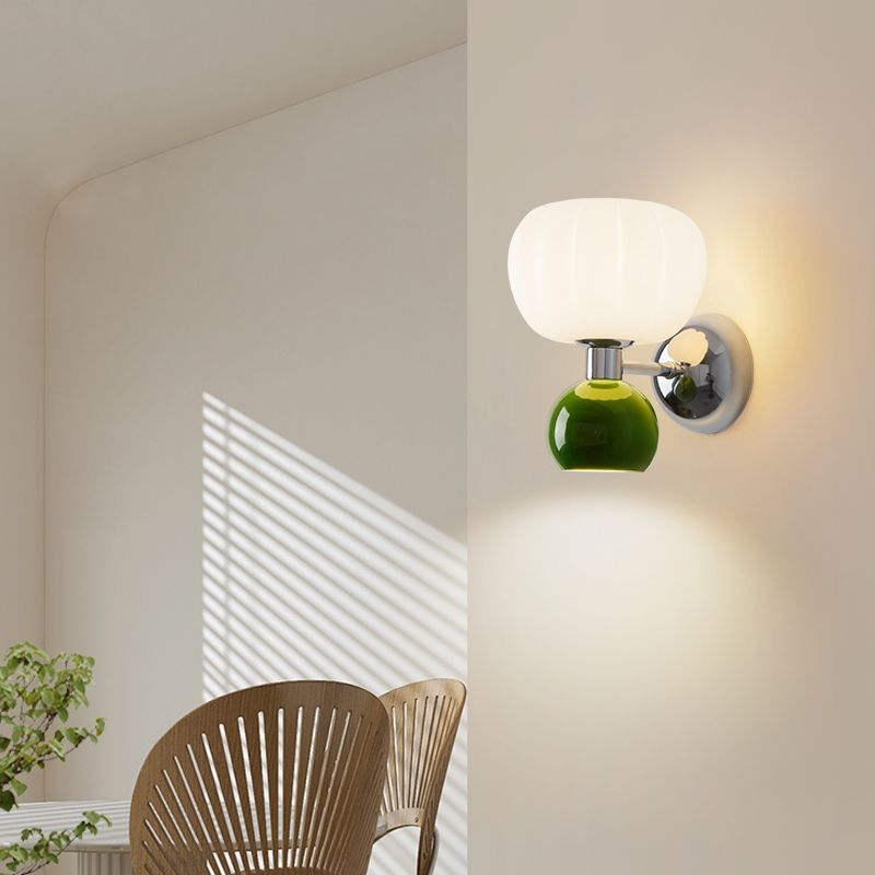 Stenska lampa u obliku tikve za spavaću sobu uz krevet, zaštita očiju, francuski retro krem stil, pogodna kao pozadinsko zidno osvjetljenje dnevnog boravka i atmosfera u dječjoj sobi za učenje