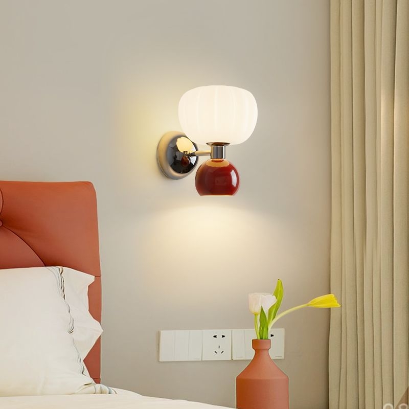 Stenska lampa u obliku tikve za spavaću sobu uz krevet, zaštita očiju, francuski retro krem stil, pogodna kao pozadinsko zidno osvjetljenje dnevnog boravka i atmosfera u dječjoj sobi za učenje