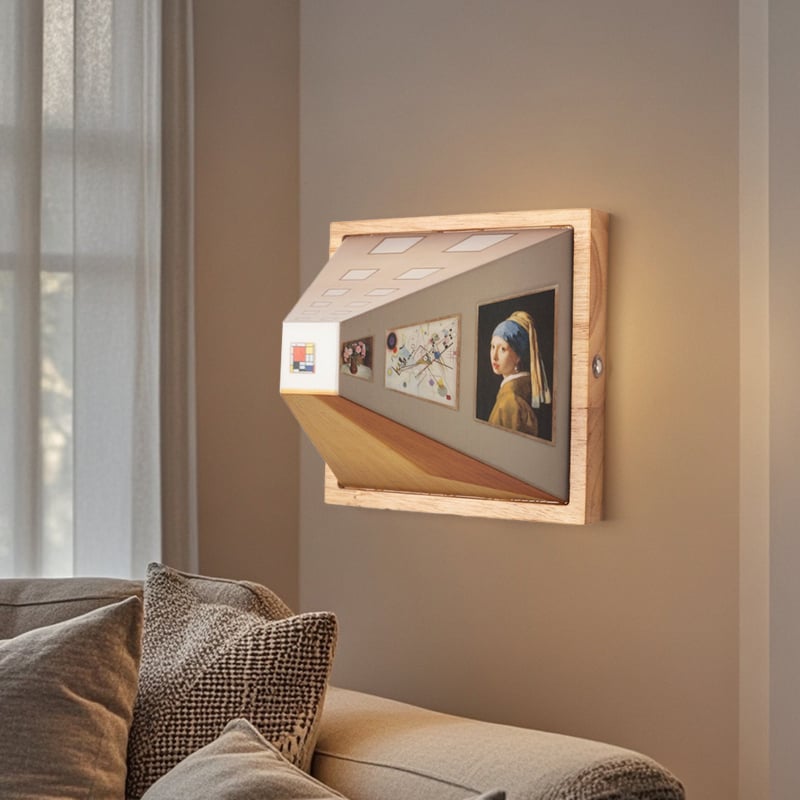 Prilagođena 3D iluzijska noćna lampica, drvena zidna lampa, bez bušenja, ambijentalno LED osvjetljenje