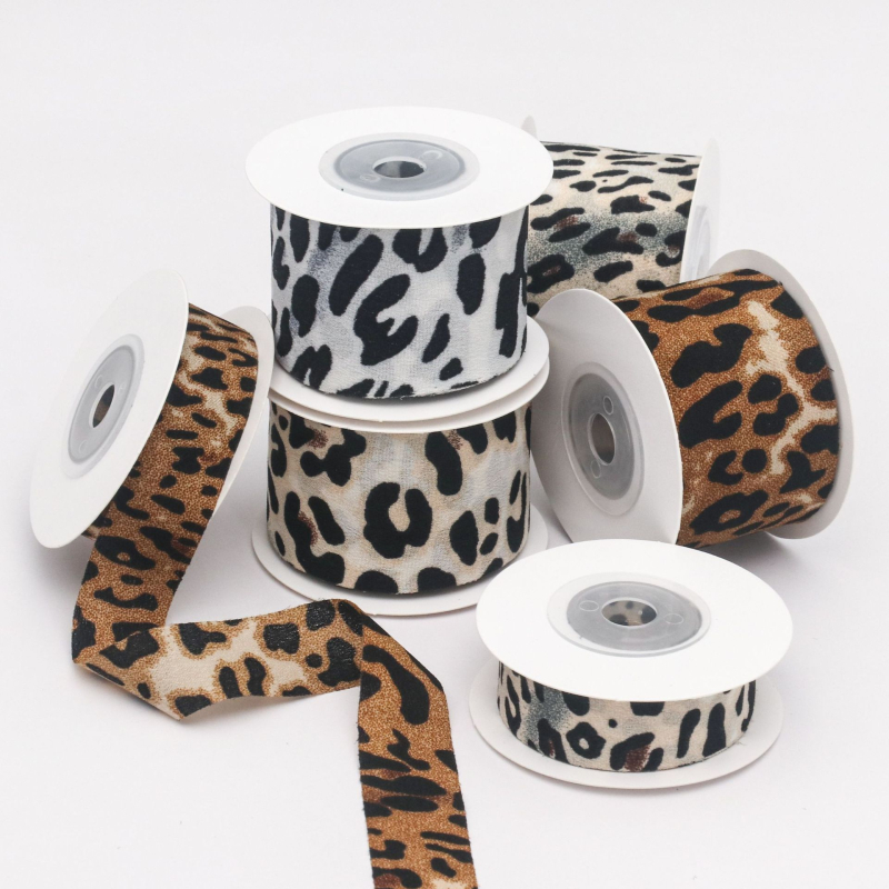 Dvostrano twill traka s uzorkom leoparda i mliječnim uzorkom — ručno izrađena mašna, traka za DIY projekte, pakiranje i dodaci za slamenu kapu