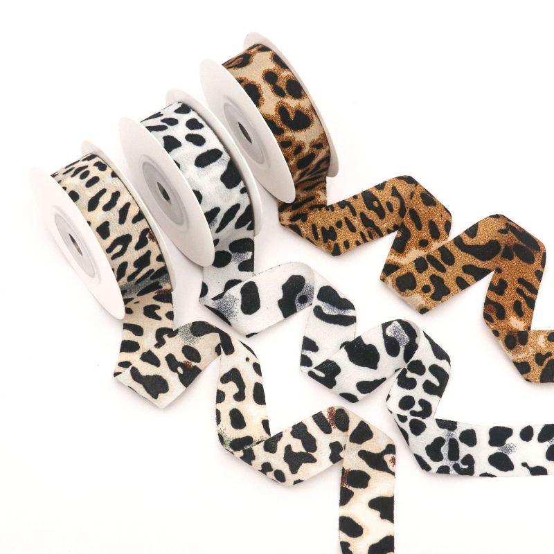 Dvostrano twill traka s uzorkom leoparda i mliječnim uzorkom — ručno izrađena mašna, traka za DIY projekte, pakiranje i dodaci za slamenu kapu