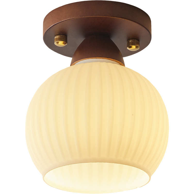 Stropna lampa od orahovog drveta za hodnik, predsoblje, balkon i garderobu — retro stil
