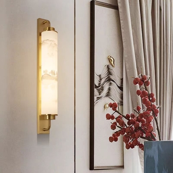 Nova zidna lampa u kineskom stilu od čitavog bakra, Zen inspirirana, za čajnu sobu, dnevni boravak, uz krevet i hodnik