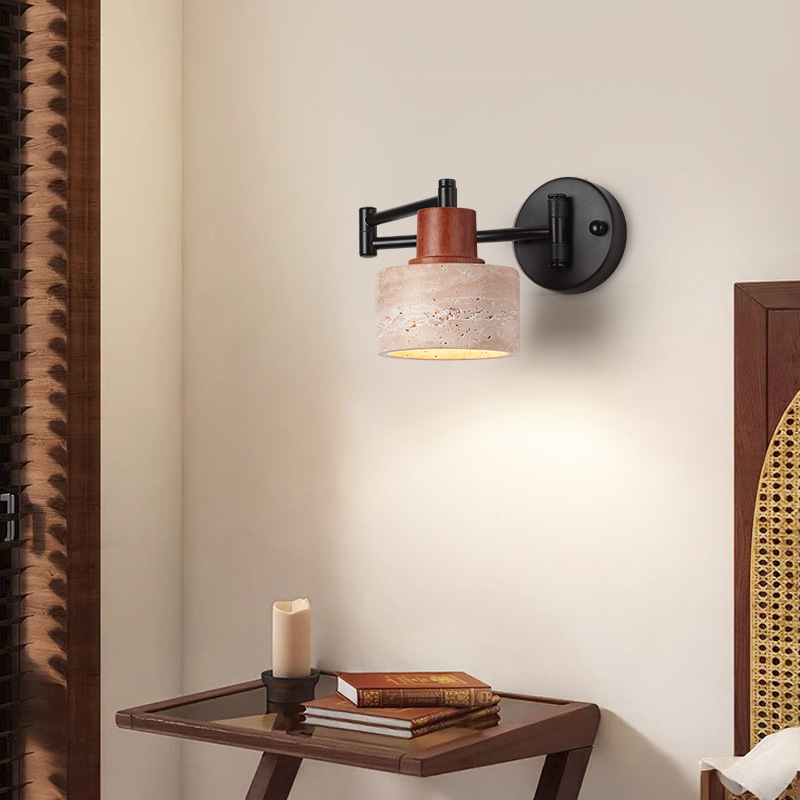 Stenska lampa s pomičnim ramenom u skandinavskom stilu, kineski retro dizajn, LED svjetiljka za čitanje za studij ili dnevni boravak