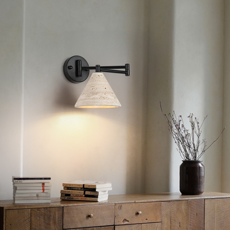 Stenska lampa s pomičnim ramenom u skandinavskom stilu, kineski retro dizajn, LED svjetiljka za čitanje za studij ili dnevni boravak