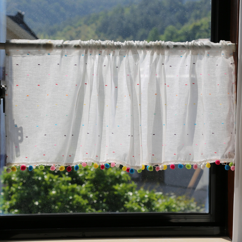 Francuski stil, svježa tekstilna poluzavjesa za kutni prozor i ormar, prozirna zavjesa za vrata i pregradni panel