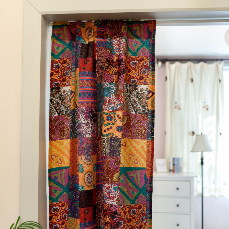 Zavjesa za vrata od pamuka i lana, nordičkog stila, platnena pregradna zavjesa za kupaonicu i spavaću sobu, feng shui, bez šipke