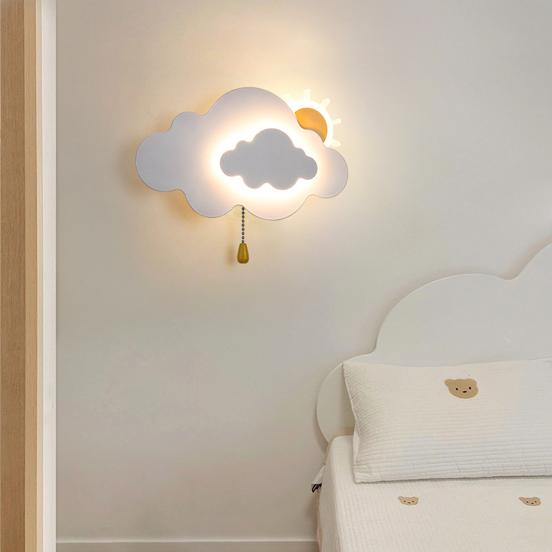 Stenska lampa oblaka s bežičnim napajanjem, minimalistički dekor za dječju sobu.