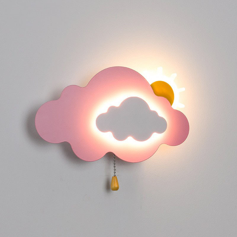 Stenska lampa oblaka s bežičnim napajanjem, minimalistički dekor za dječju sobu.