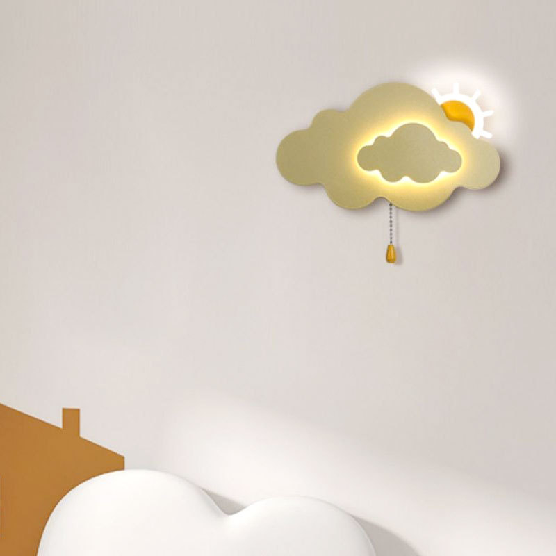 Stenska lampa oblaka s bežičnim napajanjem, minimalistički dekor za dječju sobu.