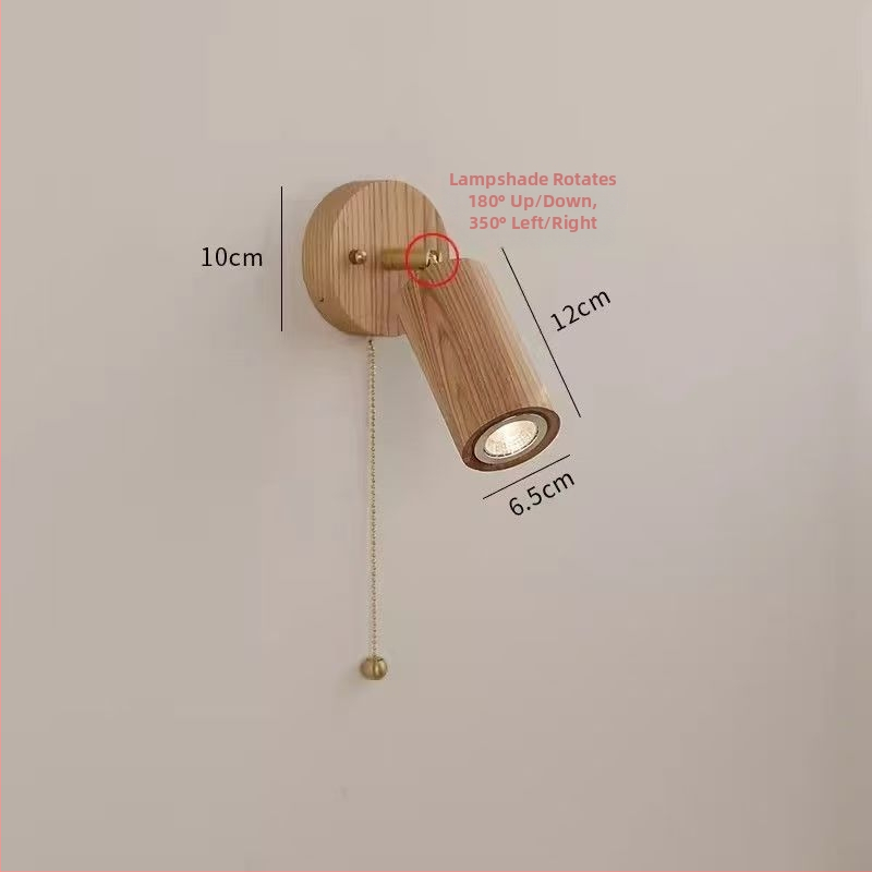 Zidna lampa u japanskom stilu od prirodnog drveta s LED spotom, za spavaću sobu, hodnik, ulaz i balkon – lampa uz krevet s drvenim uzorkom