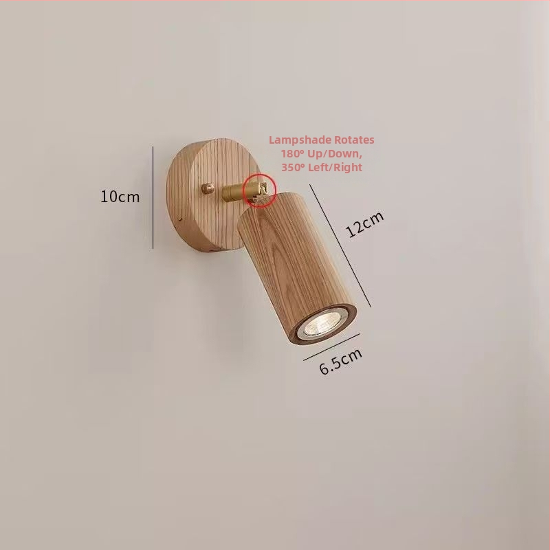 Zidna lampa u japanskom stilu od prirodnog drveta s LED spotom, za spavaću sobu, hodnik, ulaz i balkon – lampa uz krevet s drvenim uzorkom