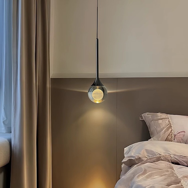 Kristalni viseći luster, moderni minimalistički dizajn, s jednim glavom, pogodan za spavaću sobu, blagovaonu i dnevni boravak