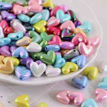 Akrilne srcolike perle za DIY, boje breskve, 17×15 mm, labave perle za ogrlicu i lanac za telefon