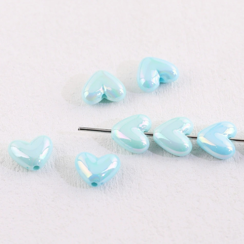 Akrilne srcolike perle za DIY, boje breskve, 17×15 mm, labave perle za ogrlicu i lanac za telefon