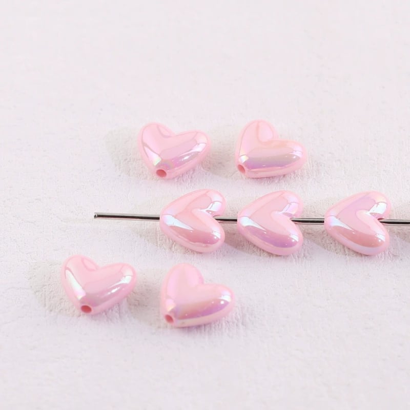 Akrilne srcolike perle za DIY, boje breskve, 17×15 mm, labave perle za ogrlicu i lanac za telefon