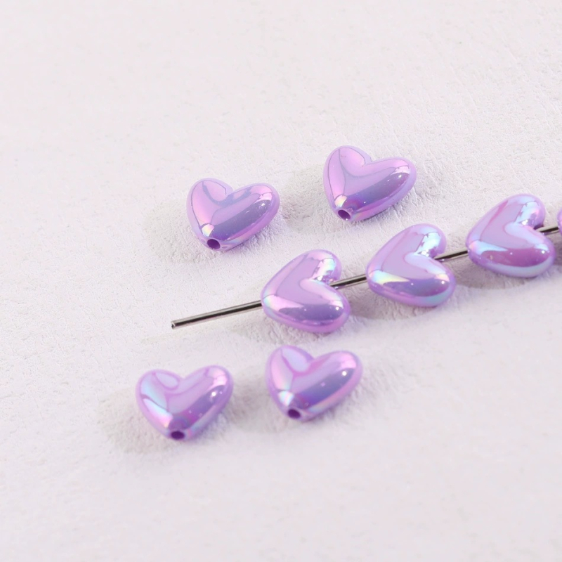 Akrilne srcolike perle za DIY, boje breskve, 17×15 mm, labave perle za ogrlicu i lanac za telefon