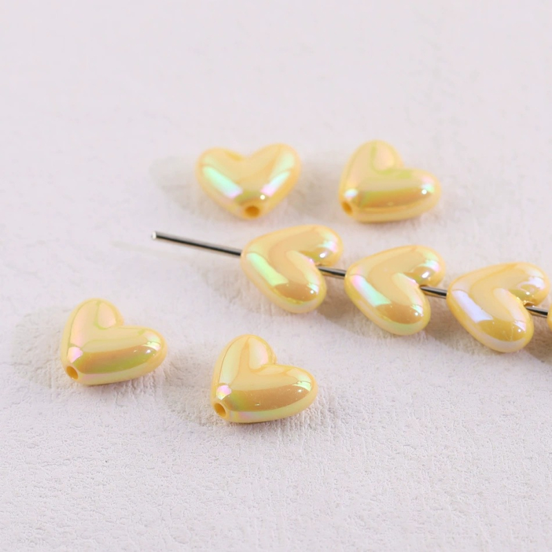Akrilne srcolike perle za DIY, boje breskve, 17×15 mm, labave perle za ogrlicu i lanac za telefon