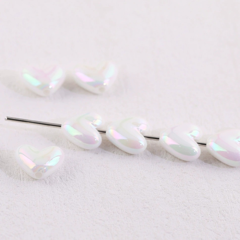 Akrilne srcolike perle za DIY, boje breskve, 17×15 mm, labave perle za ogrlicu i lanac za telefon