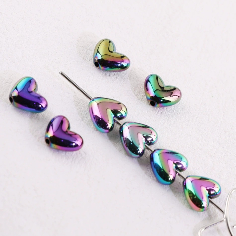 Akrilne srcolike perle za DIY, boje breskve, 17×15 mm, labave perle za ogrlicu i lanac za telefon