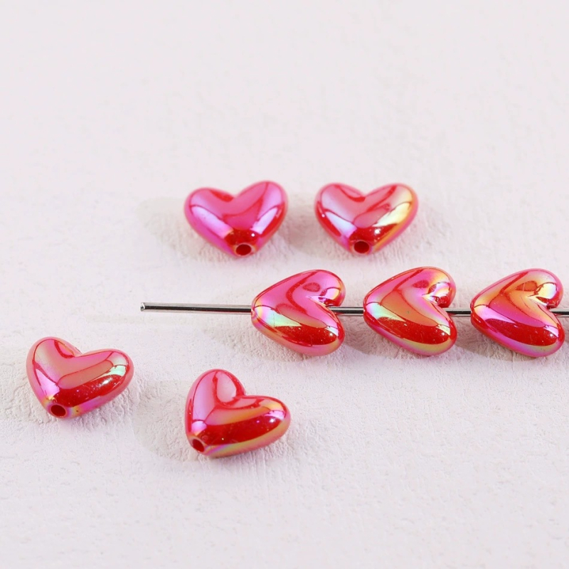 Akrilne srcolike perle za DIY, boje breskve, 17×15 mm, labave perle za ogrlicu i lanac za telefon