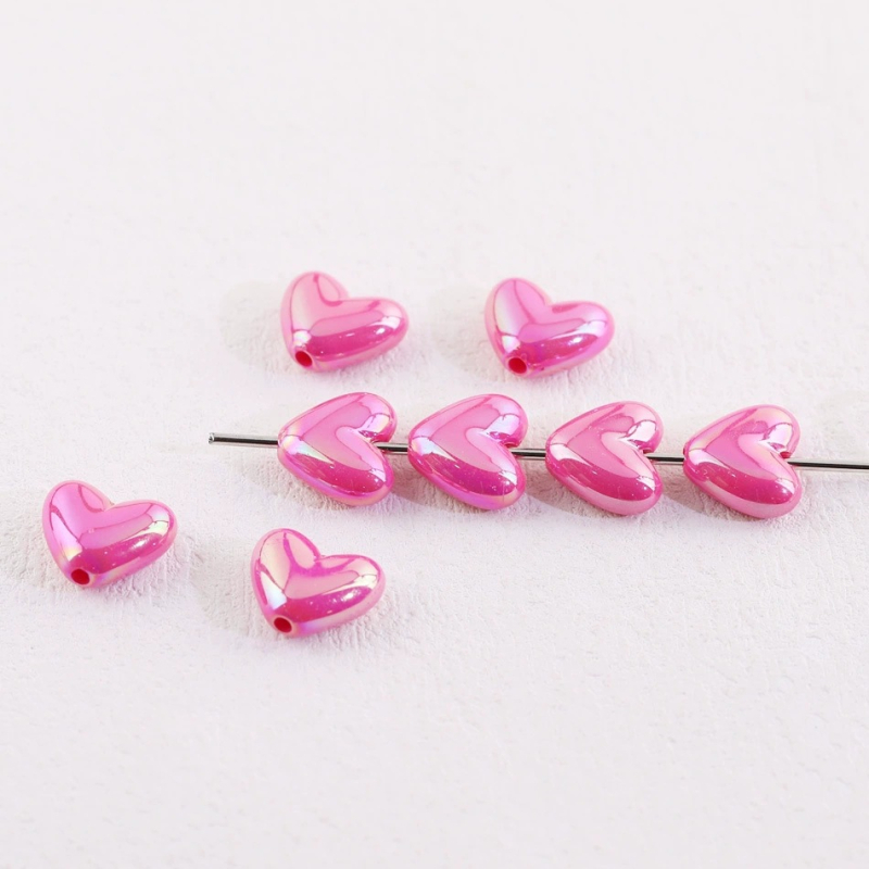 Akrilne srcolike perle za DIY, boje breskve, 17×15 mm, labave perle za ogrlicu i lanac za telefon