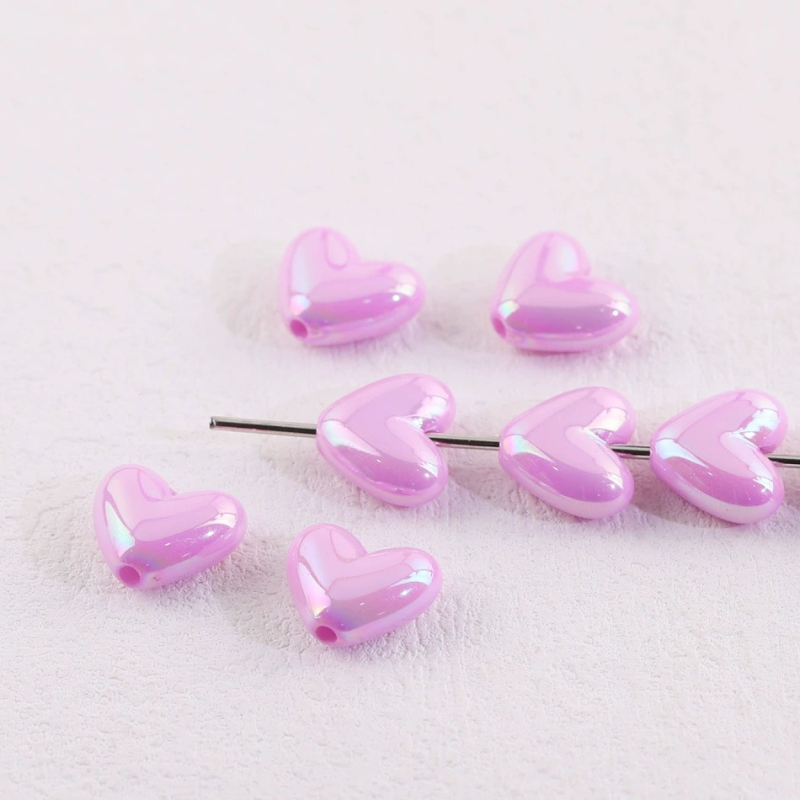 Akrilne srcolike perle za DIY, boje breskve, 17×15 mm, labave perle za ogrlicu i lanac za telefon