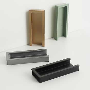 Skrivena U-oblik ručka za vrata i ladice ormara, aluminijska legura, anodizirana, moderni minimalistički stil