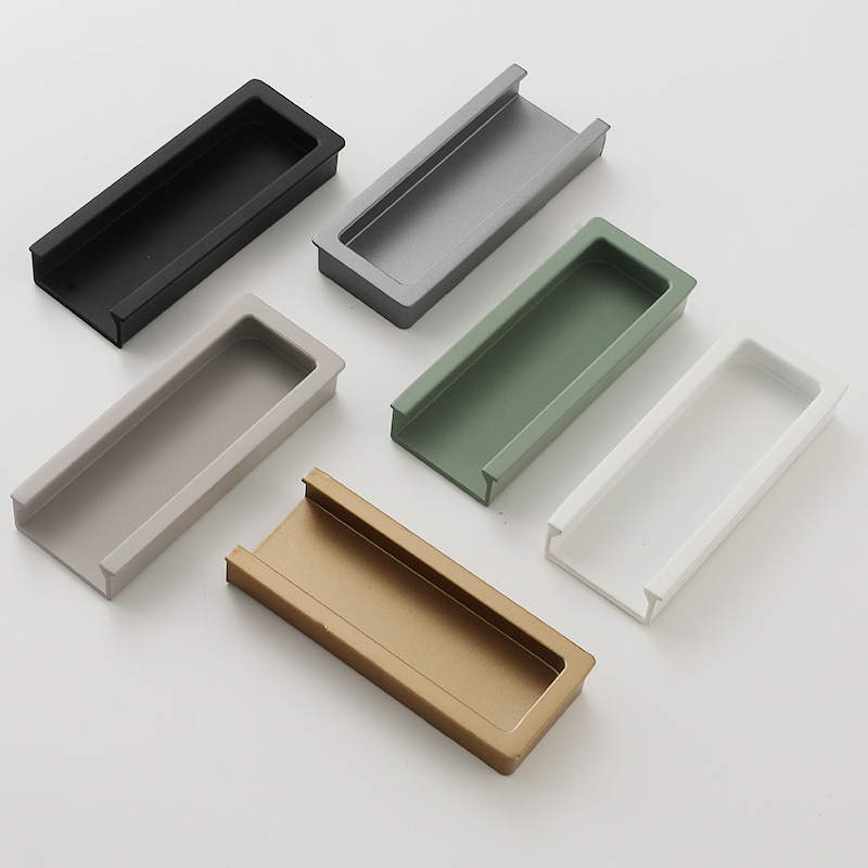 Skrivena U-oblik ručka za vrata i ladice ormara, aluminijska legura, anodizirana, moderni minimalistički stil