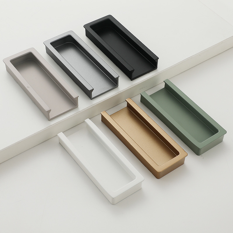 Skrivena U-oblik ručka za vrata i ladice ormara, aluminijska legura, anodizirana, moderni minimalistički stil