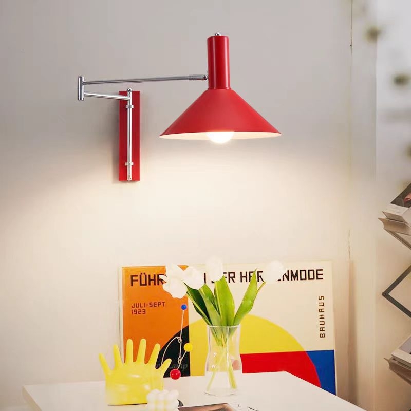Skandinavska moderna Bauhaus zidna lampa za spavaću sobu, sklopni rameni