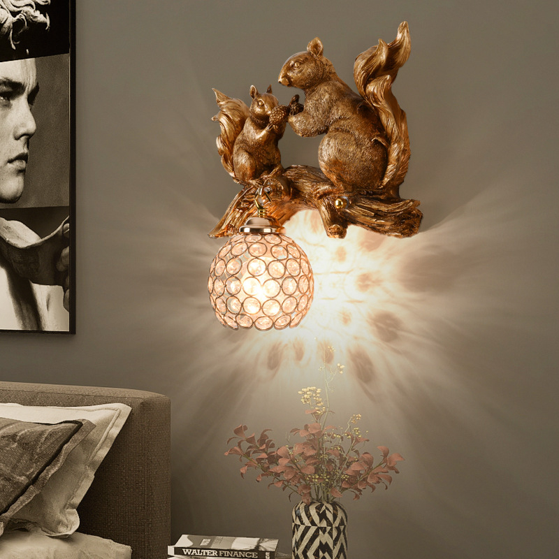 Kreativna dječja zidna lampa – za dječaka i djevojčicu, spavaća soba, uz krevet, dnevni boravak i radna soba, dekor sa životinjama u američkom Country stilu