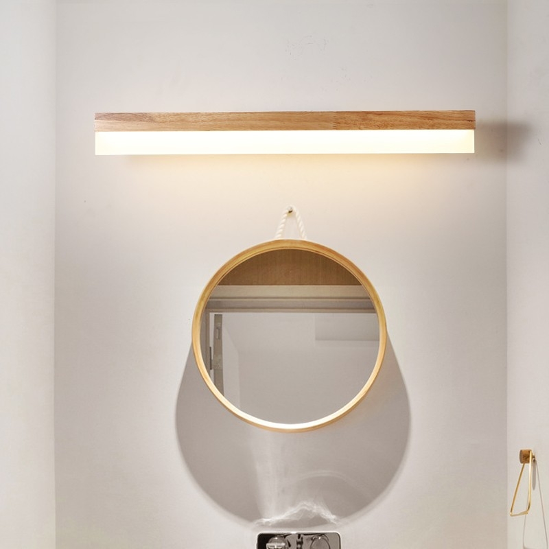 Skandinavska drvena LED svjetiljka za ogledalo, minimalistički modern dizajn, duga zidna svjetiljka za šminkanje i kupaonicu