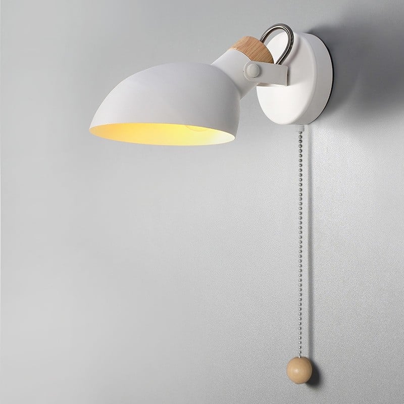 Nordijski makaron stil minimalistična zidna lampa za dnevni boravak i spavaću sobu sa prekidačem, od masivnog drva, rotirajući dizajn