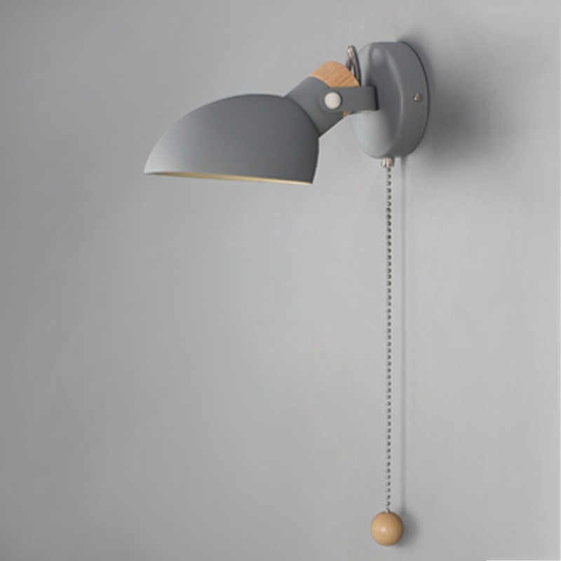 Nordijski makaron stil minimalistična zidna lampa za dnevni boravak i spavaću sobu sa prekidačem, od masivnog drva, rotirajući dizajn