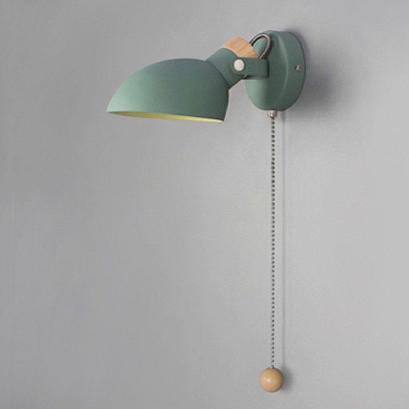 Nordijski makaron stil minimalistična zidna lampa za dnevni boravak i spavaću sobu sa prekidačem, od masivnog drva, rotirajući dizajn