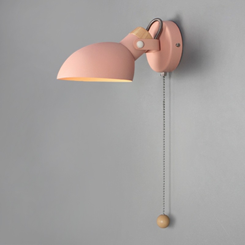 Nordijski makaron stil minimalistična zidna lampa za dnevni boravak i spavaću sobu sa prekidačem, od masivnog drva, rotirajući dizajn
