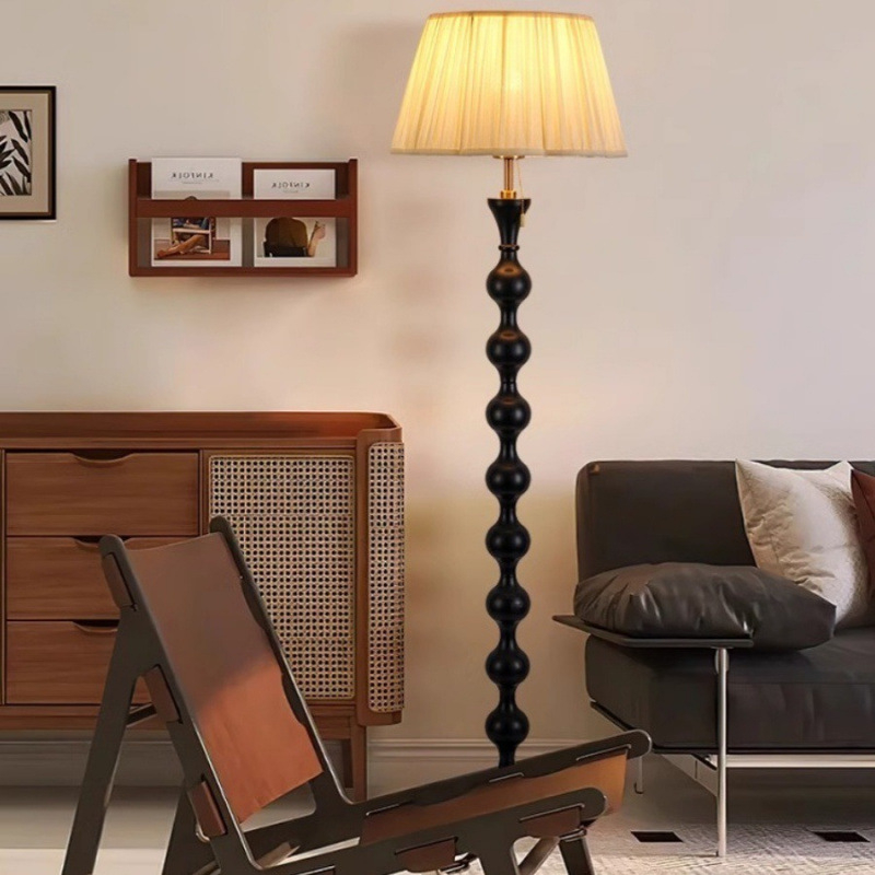 Podna lampa s tkanim sjenilom za dnevni boravak i spavaću sobu, francuski retro stil, visokokvalitetan dizajn inspiriran sredinom stoljeća